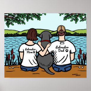 Black Labrador and Mom and Dad Poster