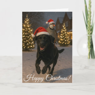 Black Labrador and Partridge Christmas card