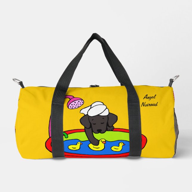 Black Labrador and Rubber Ducks Duffle Bag (Front)