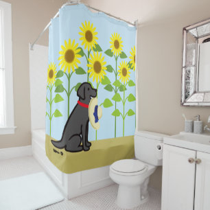 Black Labrador and Sunflowers Summer