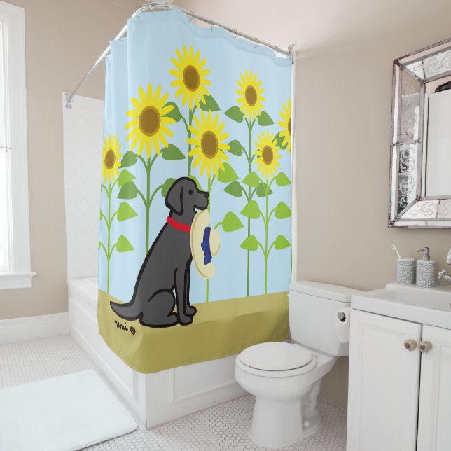 Black Labrador and Sunflowers Summer (In Situ)