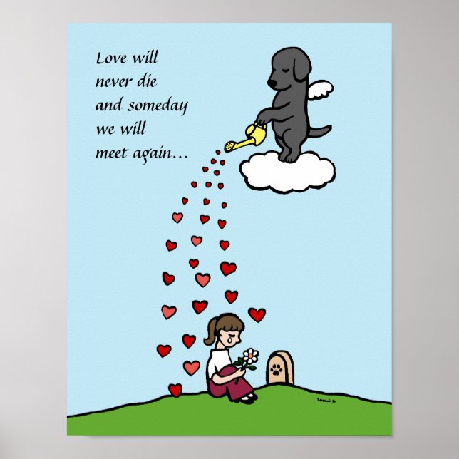 Black Labrador Angel with Love Cartoon Poster (Front)