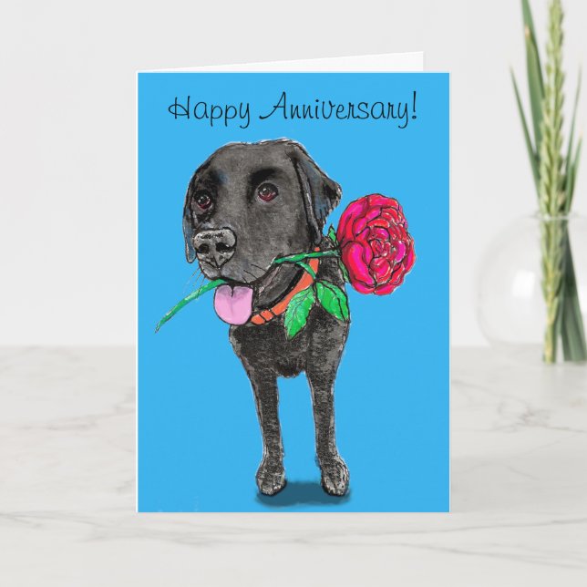 Black Labrador Anniversary Greeting Card (Front)