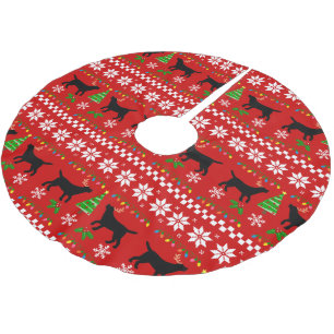 Black Labrador Antlers Ugly Christmas Pattern Brushed Polyester Tree Skirt