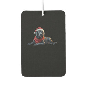 Black Labrador at Christmas in Santa Hat and Scarf Air Freshener