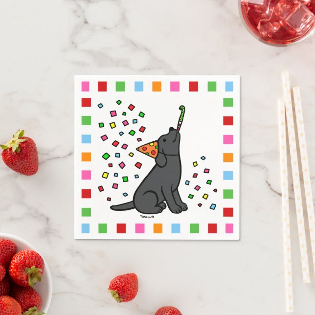 Black Labrador Birthday Party Confetti Napkin (Insitu)