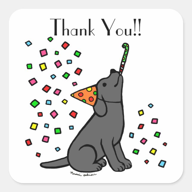 Black Labrador Birthday Party Stickers (Front)