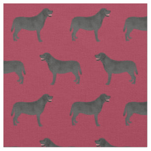 Black Labrador burgundy Fabric