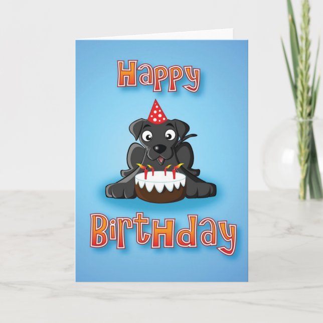 black labrador - cake- happy birthday card (Front)
