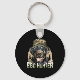 Black Labrador Camo Cap Egg Hunter Vintage Easter Keychain
