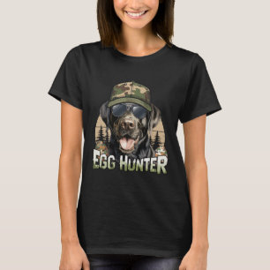 Black Labrador Camo Cap Egg Hunter Vintage Easter  T-Shirt