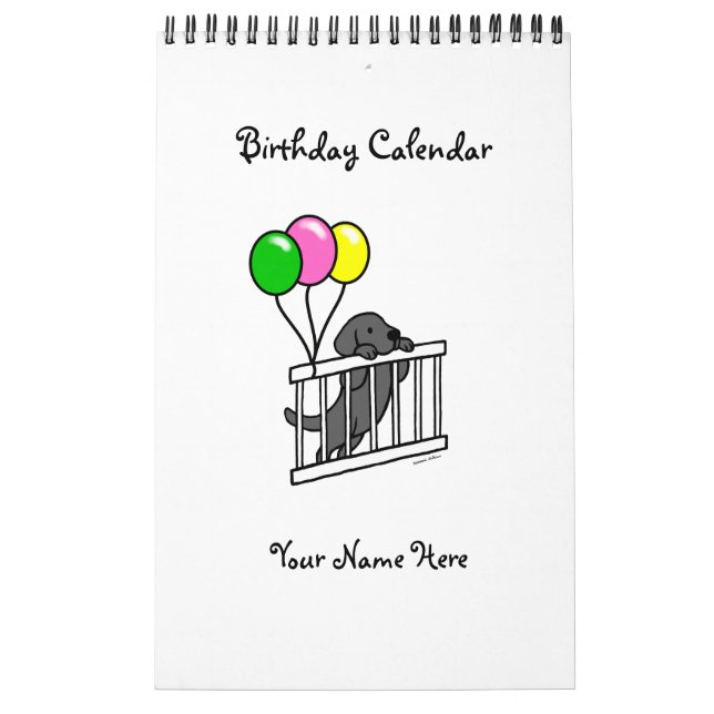 Black Labrador Cartoon Birthday Calendar (Cover)