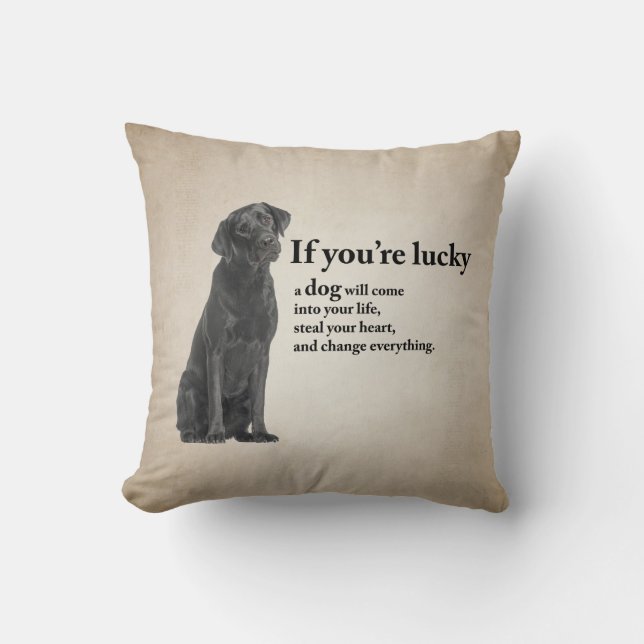 Black Labrador Changes Everything Throw Pillow (Front)