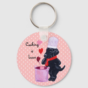 Black Labrador Chef Painting Keychain