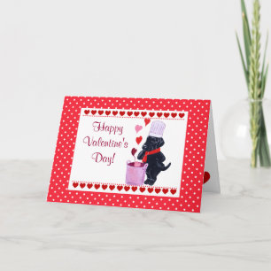 Black Labrador Chef Painting Valentine Holiday Card