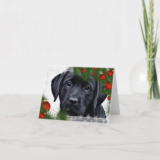 Black Labrador Christmas Card (Front)