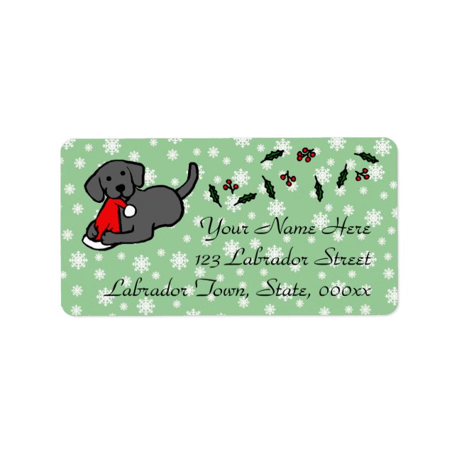 Black Labrador Christmas Cartoon Label (Front)