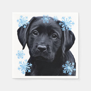 Black Labrador Christmas- Cute Dog Puppy Black Lab Napkin