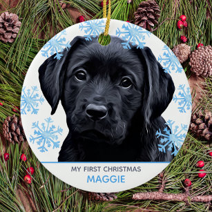 Black Labrador Christmas Cute Pet Puppy Dog Ceramic Ornament
