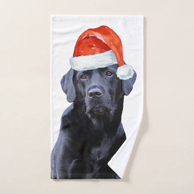 Black Labrador Christmas Cute Santa Dog (Serviette à main)