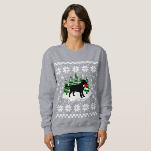 Black Labrador Christmas Evergreen Snowflakes Sweatshirt