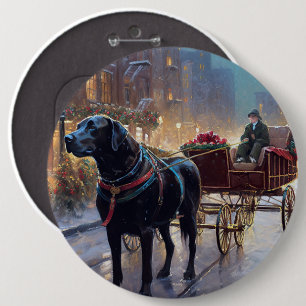 Black Labrador Christmas Festive Season 6 Inch Round Button