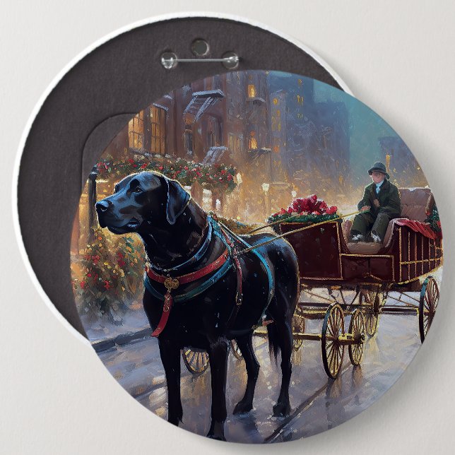 Black Labrador Christmas Festive Season  6 Inch Round Button (Front & Back)