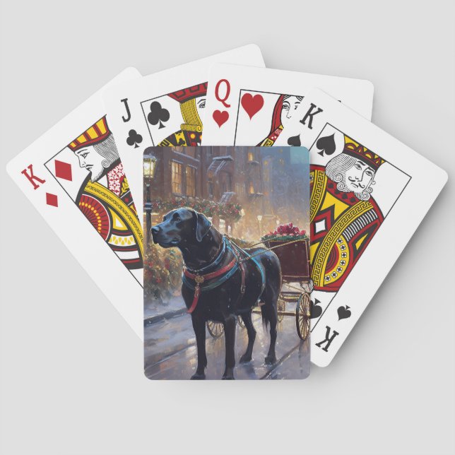 Black Labrador Christmas Festive Season  Playing Cards (Back)