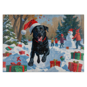 Black Labrador Christmas Festive Snow Scene Cutting Board