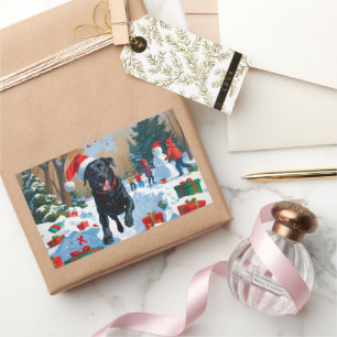 Black Labrador Christmas Festive Snow Scene  Sticker