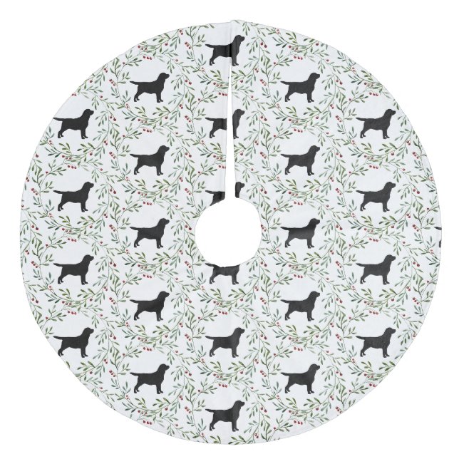 Black Labrador - Christmas Holiday - Dog Black Lab Fleece Tree Skirt (Front)