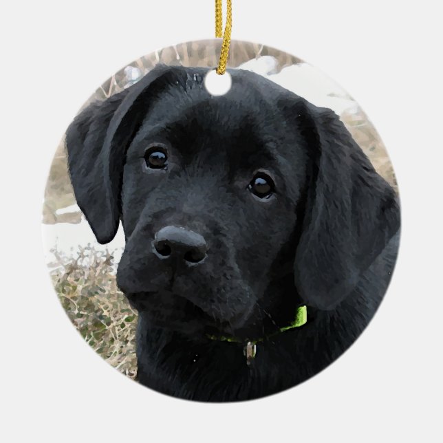 Black Labrador Christmas Ornament (Front)