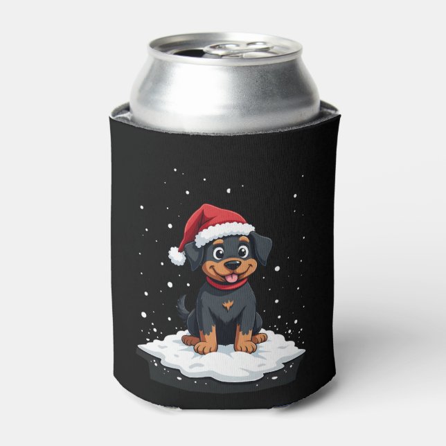 Black Labrador Christmas Santa Hat Xmas Pajama T-S Can Cooler (Can Front)