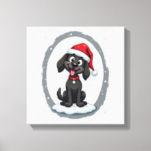 Black Labrador Christmas Santa Hat Xmas Pajama T-S Canvas Print