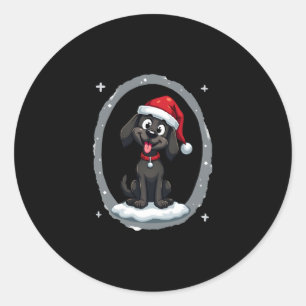 Black Labrador Christmas Santa Hat Xmas Pajama T-S Classic Round Sticker