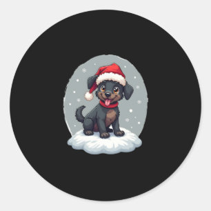 Black Labrador Christmas Santa Hat Xmas Pajama T-S Classic Round Sticker