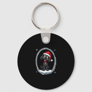 Black Labrador Christmas Santa Hat Xmas Pajama T-S Keychain