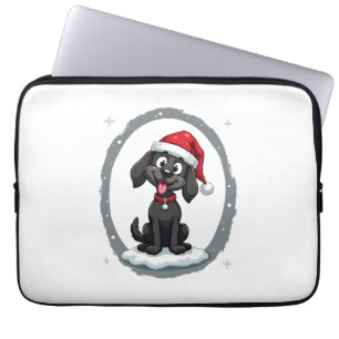 Black Labrador Christmas Santa Hat Xmas Pajama T-S Laptop Sleeve
