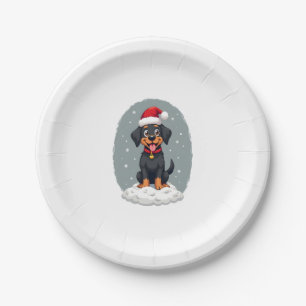 Black Labrador Christmas Santa Hat Xmas Pajama T-S Paper Plate