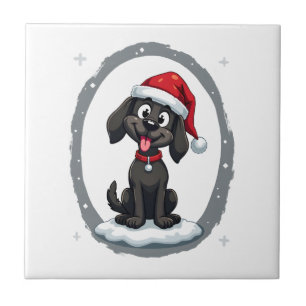 Black Labrador Christmas Santa Hat Xmas Pajama T-S Tile
