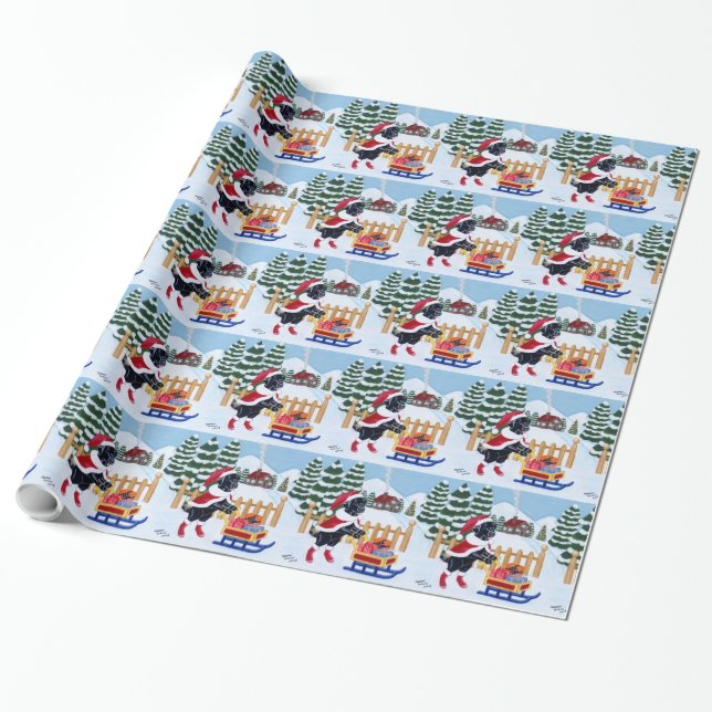 Black Labrador Christmas Santa Wrapping Paper (Unrolled)
