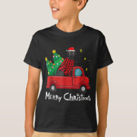 Black Labrador Christmas Truck Tree Red Plaid Dog