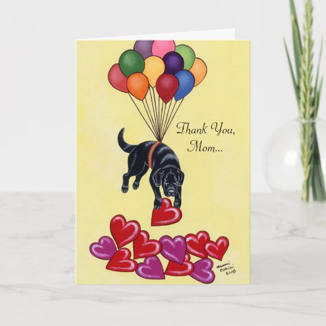 Black Labrador collecting LOVE Card (Front)