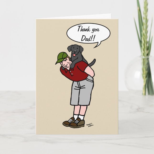 Black Labrador Daddy in Red Father's Day Card (Front)