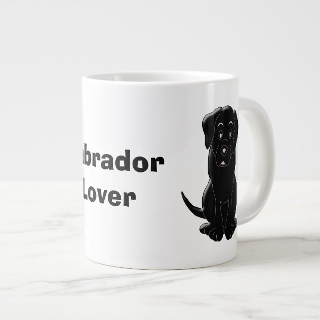 Black Labrador Design Large Coffee Mug (Front Right)