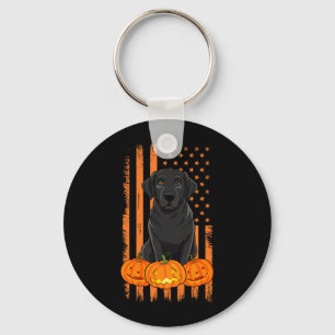 Black Labrador Dog American Flag Patriotic Keychain