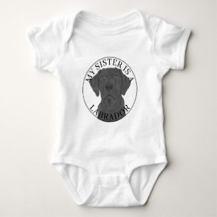 Black Labrador Dog Big Sister Baby Bodysuit