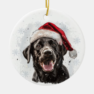 Black Labrador Dog Christmas Personalized Ceramic Ornament
