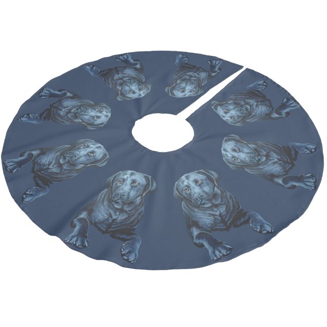 Black Labrador Dog Christmas Tree Skirts (Angled)