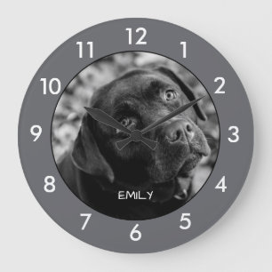 Black Labrador Dog Custom Large Clock